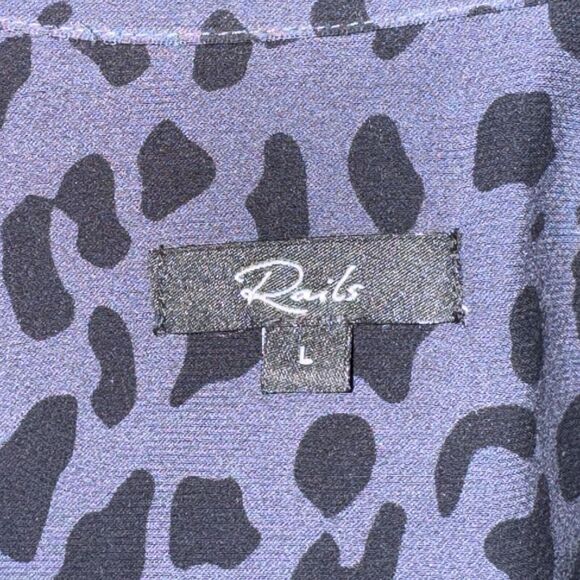 Rails Callan Jumpsuit Women's Size L Azure Blue Leopard Print Pockets Tie Waist - Picture 6 of 8